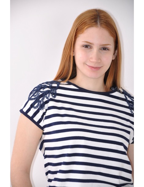 CAMISETA ESTAMPADA FLORES C/RAYAS 
