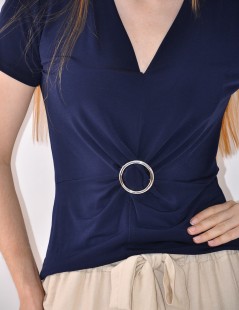 BLUSA PLIEGUES Y HEBILLA M/CORTA