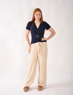 BLUSA PLIEGUES Y HEBILLA M/CORTA