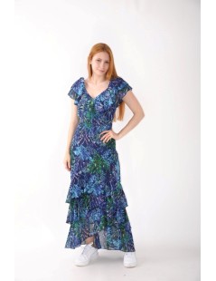 VESTIDO ESTAMPADO C/ FOLHOS
