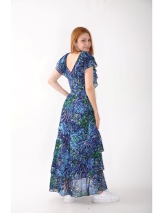 VESTIDO ESTAMPADO C/ FOLHOS