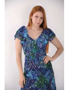 VESTIDO ESTAMPADO C/ FOLHOS