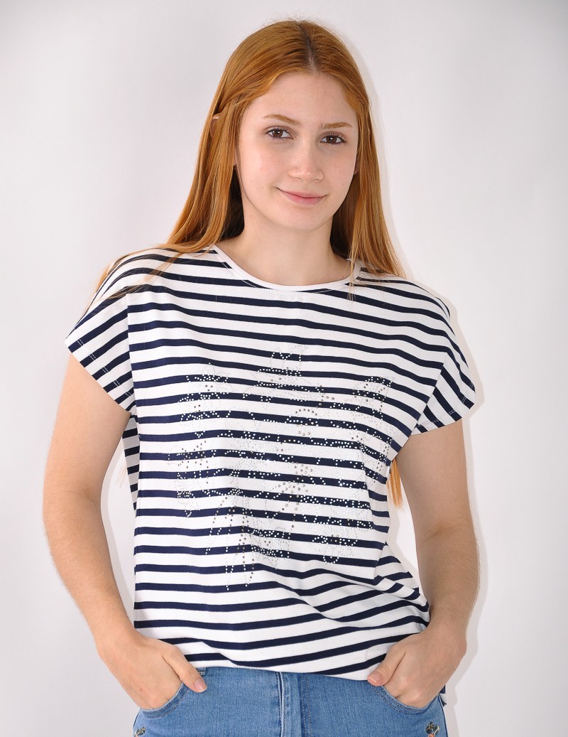 T-SHIRT KIMONO RAYAS C/FLORES 