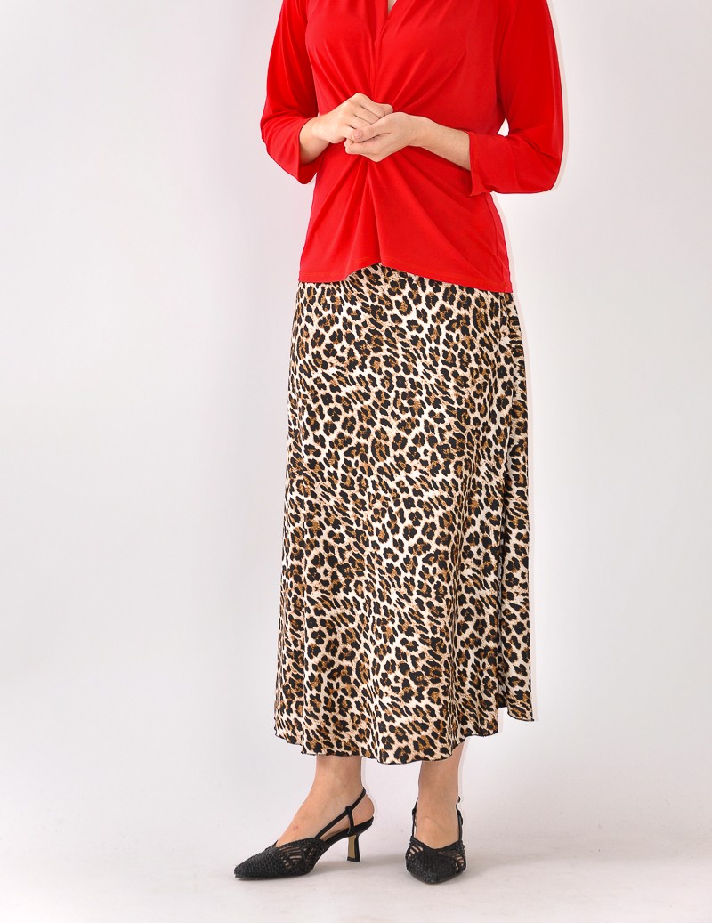 FALDA ESTAMPADA ANIMAL CETIM