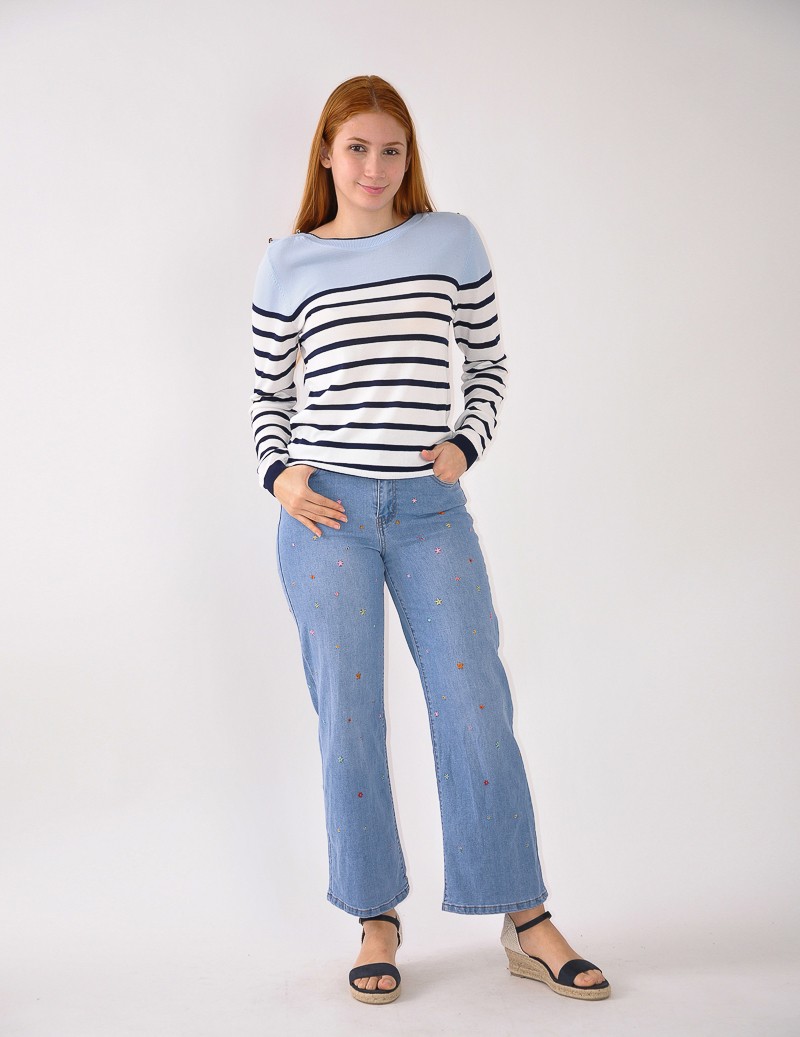 PANTALON VAQUERO C/ FLORES