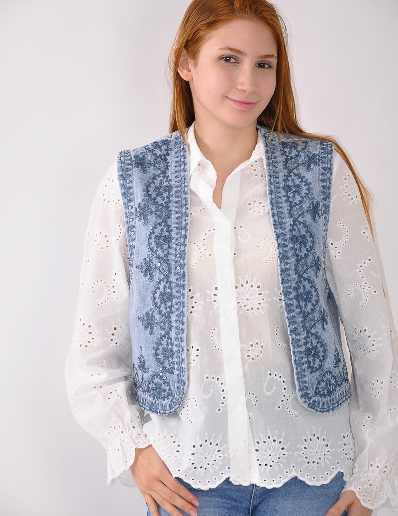 CHALECO BORDADO VAQUERO