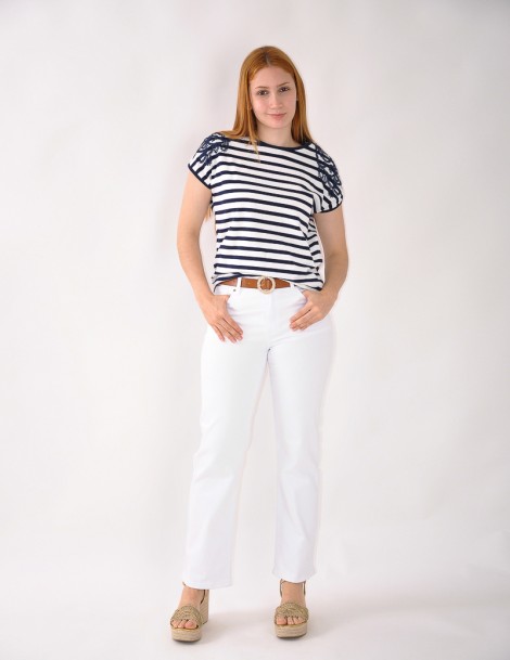 CAMISETA ESTAMPADA FLORES C/RAYAS 