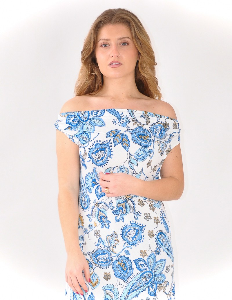VESTIDO DRAPEADO ESTAMPADO 