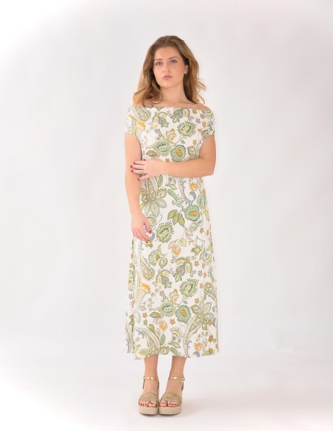 VESTIDO DRAPEADO ESTAMPADO 