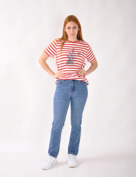 CAMISOLA ESTAMPADA C/RISCAS