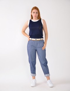 PANTALÓN C/CINTURÓN Y DOBLADILLO