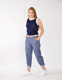 PANTALÓN C/CINTURÓN Y DOBLADILLO