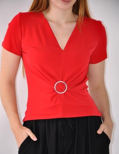 BLUSA PLIEGUES Y HEBILLA M/CORTA