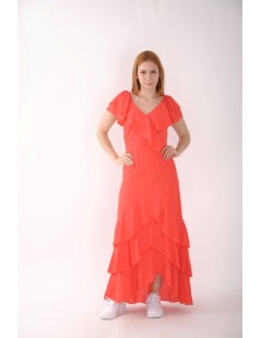 VESTIDO ESTAMPADO C/ FOLHOS