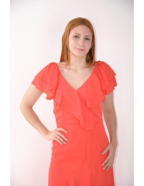 VESTIDO ESTAMPADO C/ FOLHOS