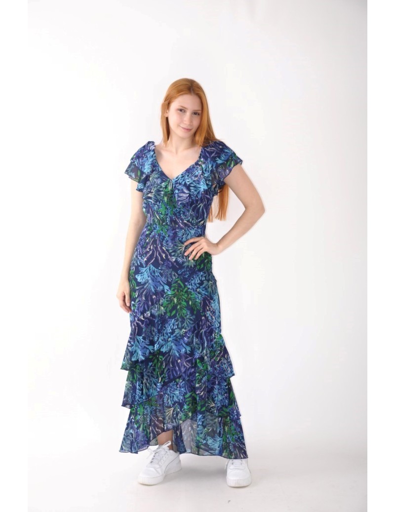 VESTIDO ESTAMPADO VOLANTES...