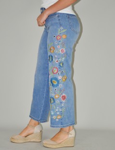 PANTALÓN VAQUERO BORDADO FLORES