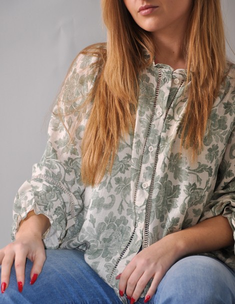 CAMISA DE ALGODÃO C/ FLORES