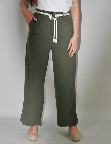 CALÇA LARGA C/ CINTO CORDA