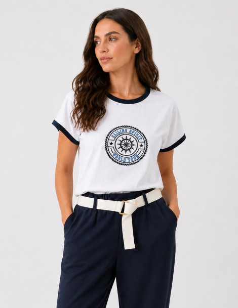T-SHIRT BORDADA KIMONO