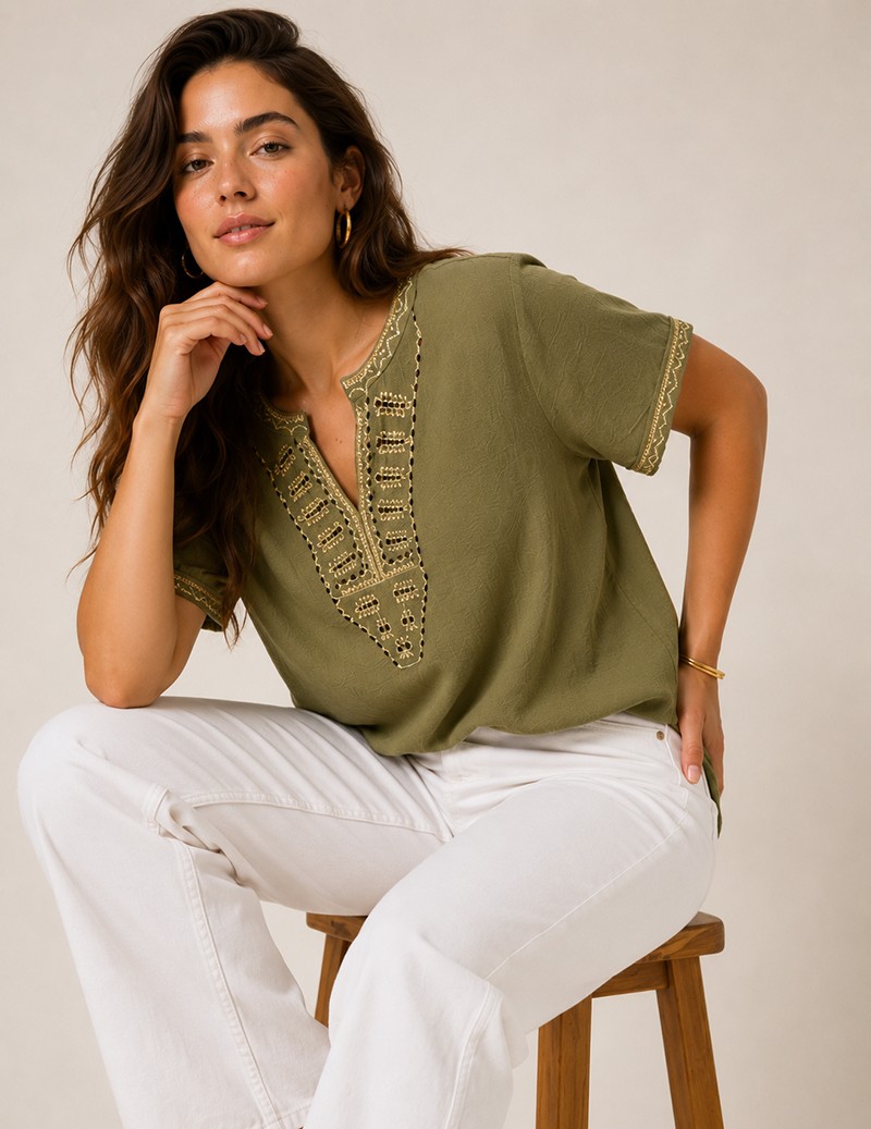 BLUSA BORDADO AZTECA