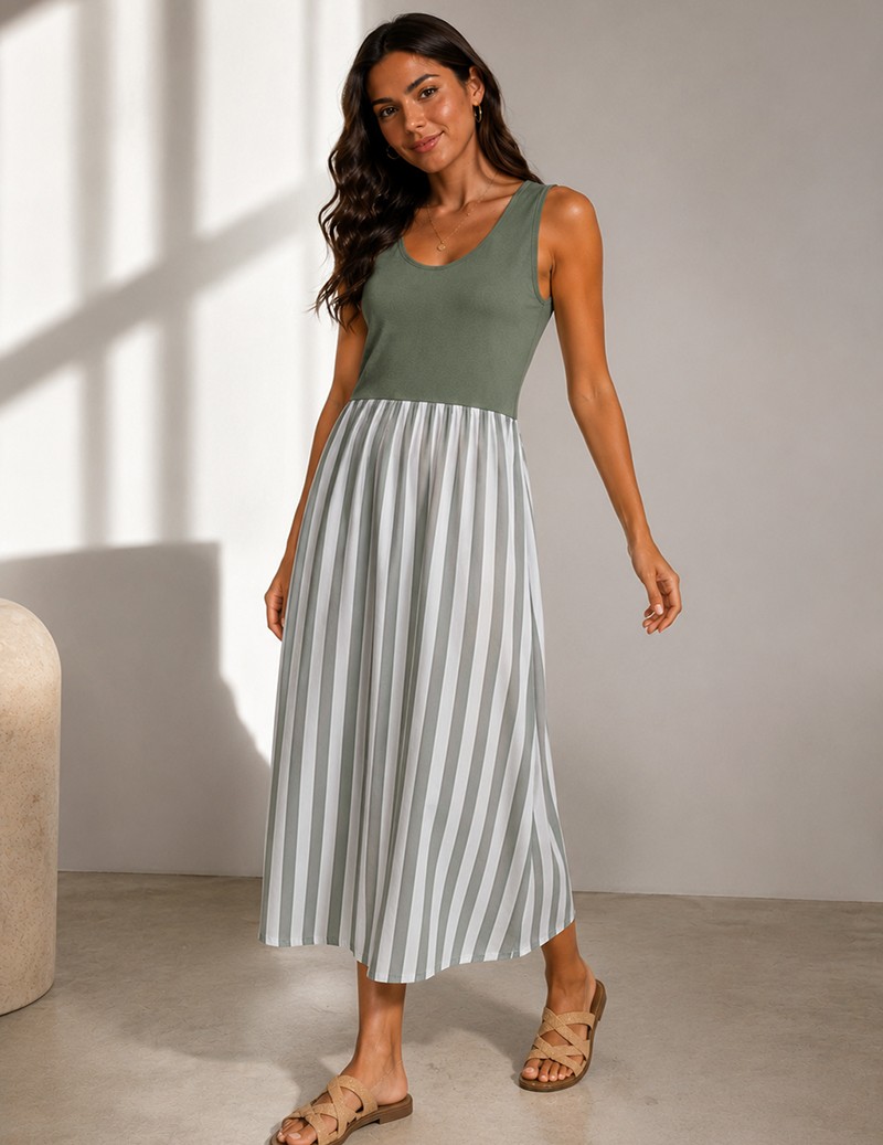 VESTIDO S/MANGA RAYAS