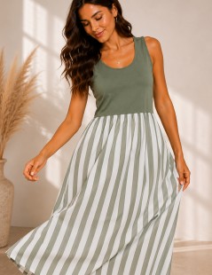 VESTIDO MANGA CAVA RISCAS