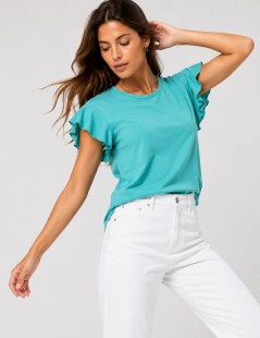 BLUSA DECOTE REDONDO FOLHO DUPLO