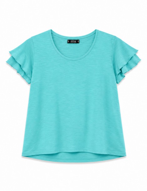 BLUSA DECOTE REDONDO FOLHO DUPLO