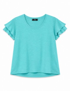 BLUSA DECOTE REDONDO FOLHO DUPLO