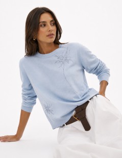 CAMISOLA GOLA REDONDA C/APLICAÇÃO FLORAL