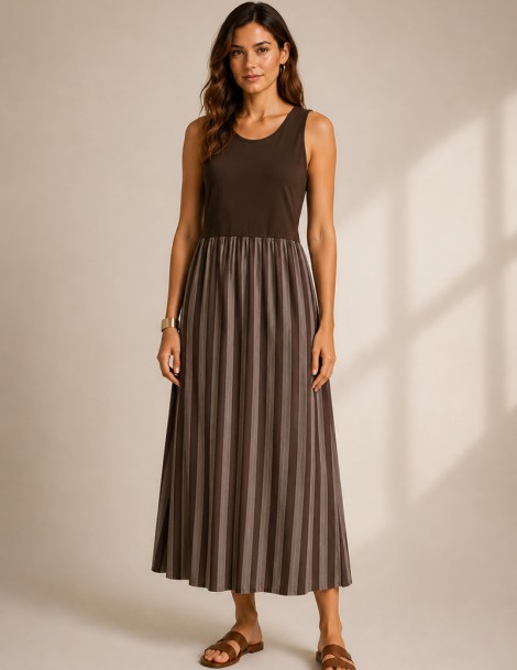 VESTIDO MANGA CAVA RISCAS