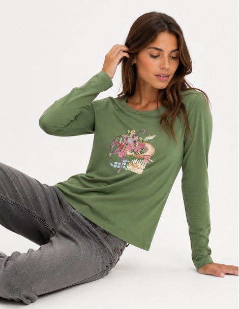 CAMISETA M/LARGA BORDADO SOMBRERO