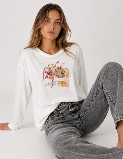 CAMISETA M/LARGA BORDADO SOMBRERO