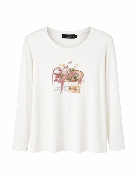 T-SHIRT M/COMPRIDA BORDADO CHAPEU