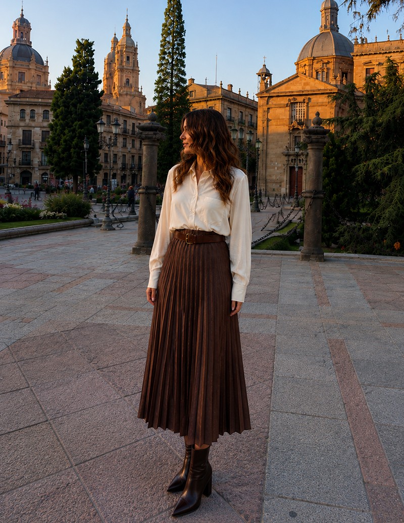 FALDA PLISADA ANTE